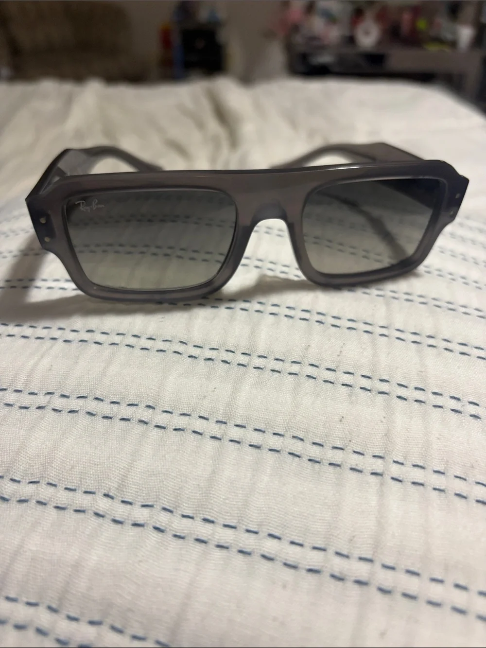 Ray-Ban Men's Gray Translucent Square Sunglasses Lukas